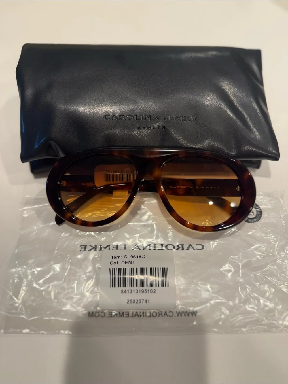 NEW Carolina Lemke Brown Oversized Gloss Demi Sunglasses Boho Celeb Style